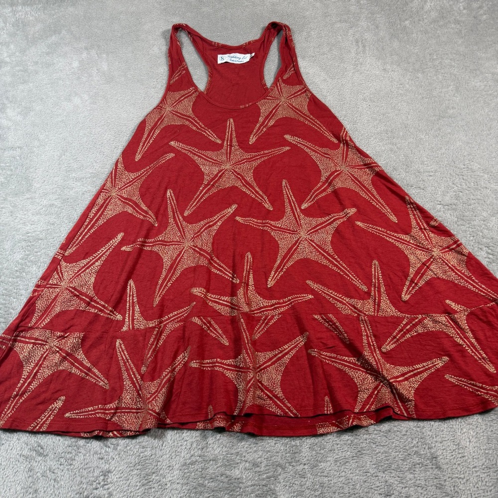 Fighting Eel Ava Sky Mini Dress Women Small Red Starfish Print Racerback